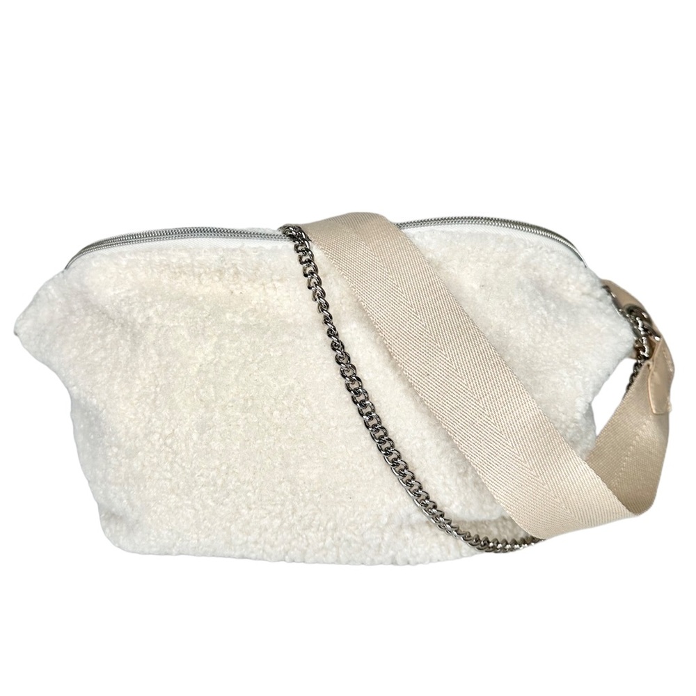 Beis The Fanny Pack Faux Shearling Cream Belt Bag